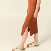 Jupe longue ajust&eacute;e en tricot orange fonc&eacute; femme