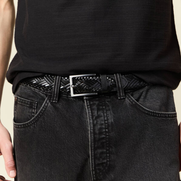 Ceinture tressée noir homme