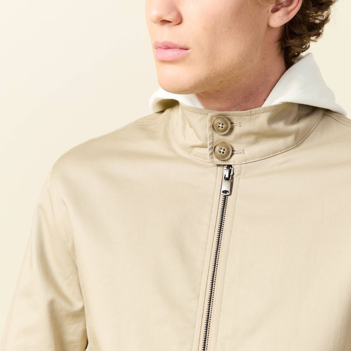 Blouson col montant manches longues beige homme
