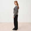 Gilet manches longues col rond gris femme
