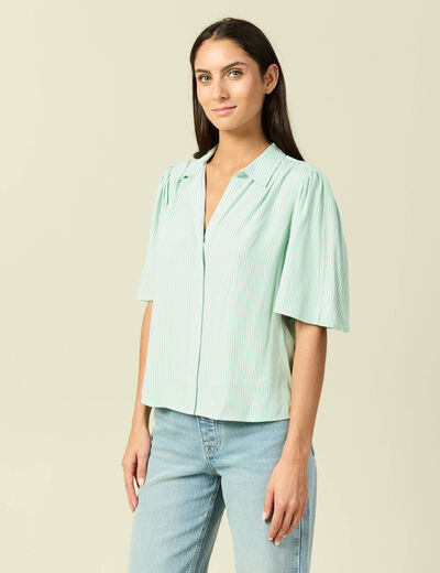 Chemise manches courtes vert pastel femme