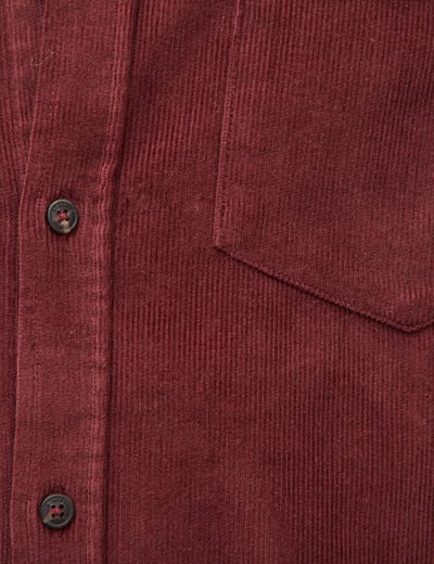 Chemise col classique en velours bordeaux homme