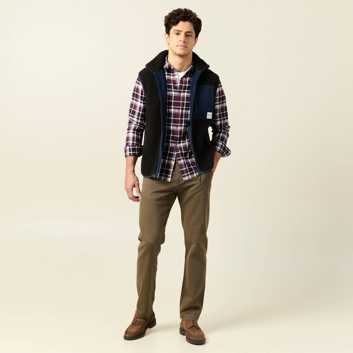 Pantalon chino straight camel homme