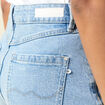 Jupe-short droite en jean denim bleach femme