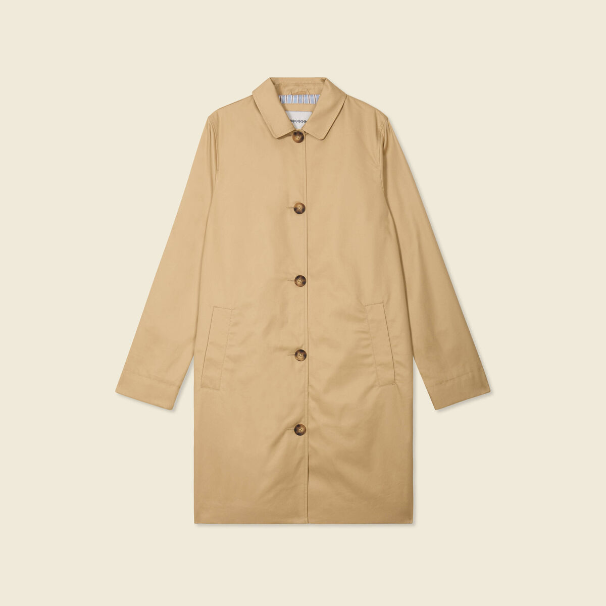 Trench long doublé beige femme