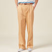 Pantalon large ceinture pinces marron clair femme