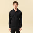 Polo cintr&eacute; manches longues noir homme