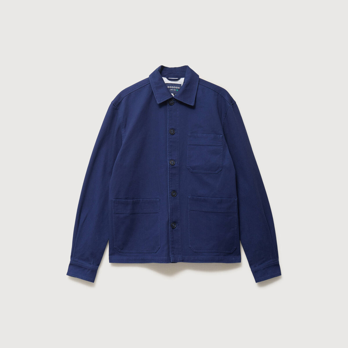 Surchemise droite en coton bleu fonc&eacute; homme