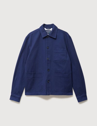 Surchemise droite en coton bleu fonc&eacute; homme