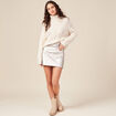 Pull manches longues col roulé ecru femme