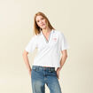 T-shirt polo droit court en coton blanc femme