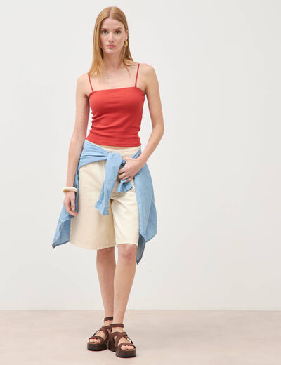 D&eacute;bardeur 2 en 1 avec brassi&egrave;re int&eacute;gr&eacute;e orange fonc&eacute; femme