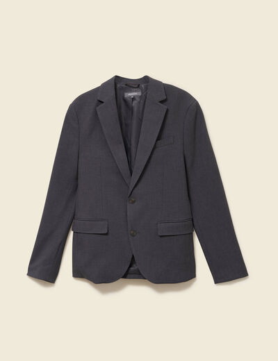 Blazer manches longues col tailleur gris fonc&eacute; homme