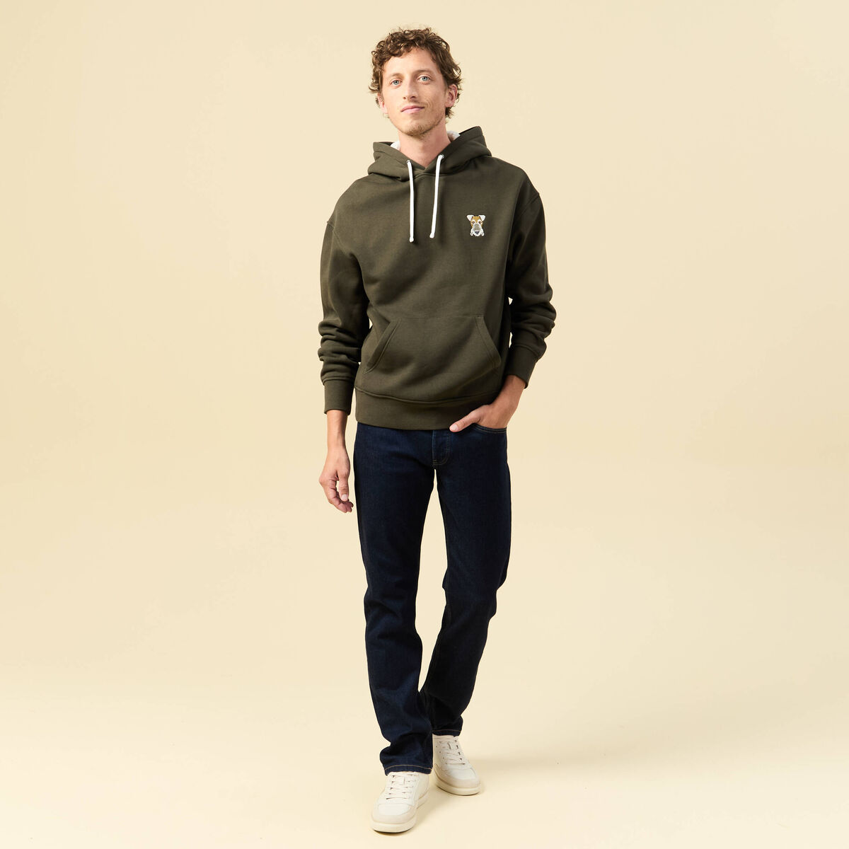 Sweat effet polaire manches longues vert kaki homme