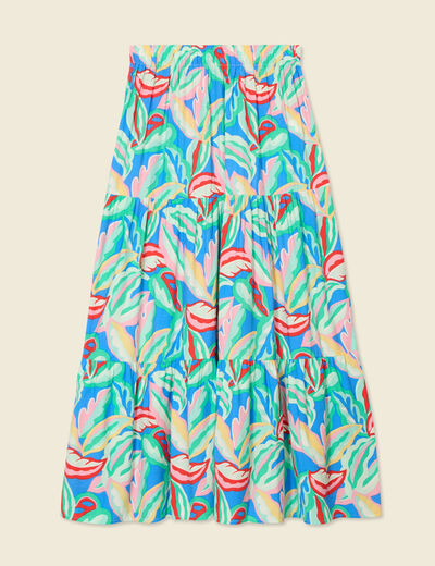 Jupe longue évasée multicolore femme