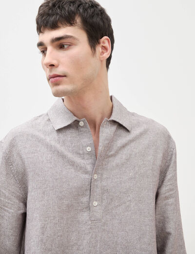 Col vareuse boyfriend manches longues marron fonc&eacute; homme
