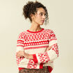 Pull manches longues col rond rouge femme