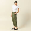 Pantalon taille haute fluide vert kaki femme