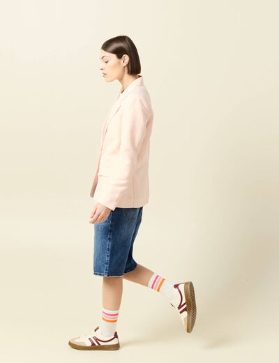 Veste blazer manches longues rose champagne femme
