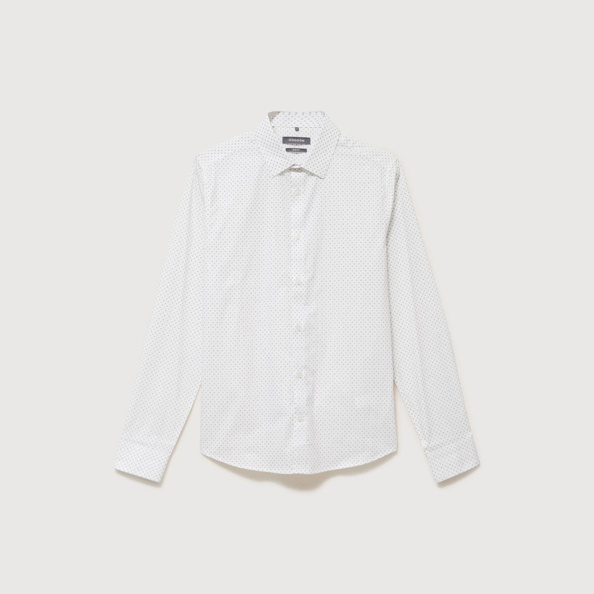 Chemise cintr&eacute;e en coton manches longues bleu homme