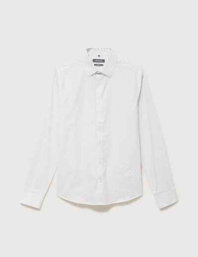 Chemise cintr&eacute;e en coton manches longues bleu homme