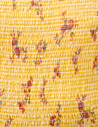 Top droit court &agrave; bretelles col carr&eacute; jaune femme