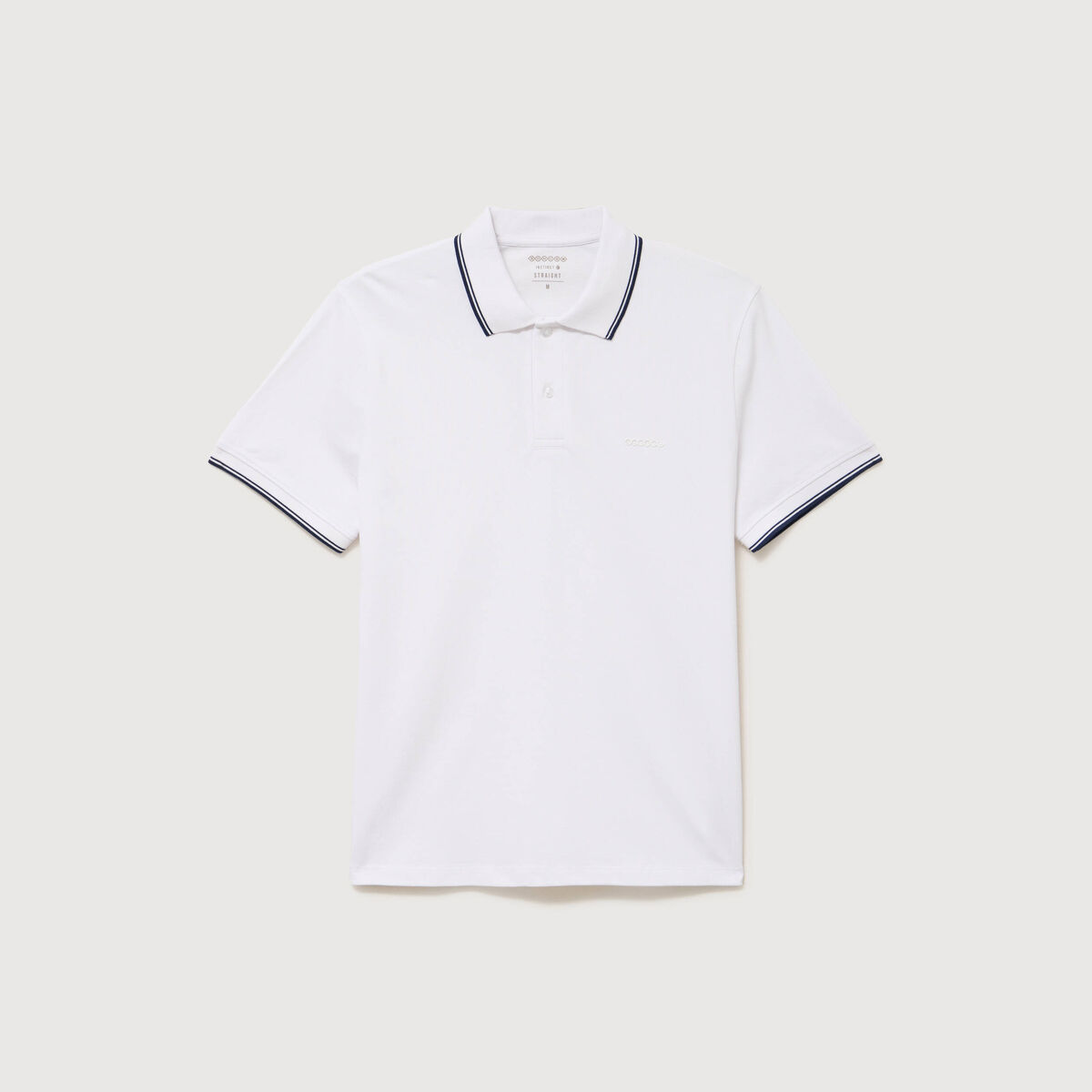 Polo cintr&eacute; en coton manches courtes blanc homme