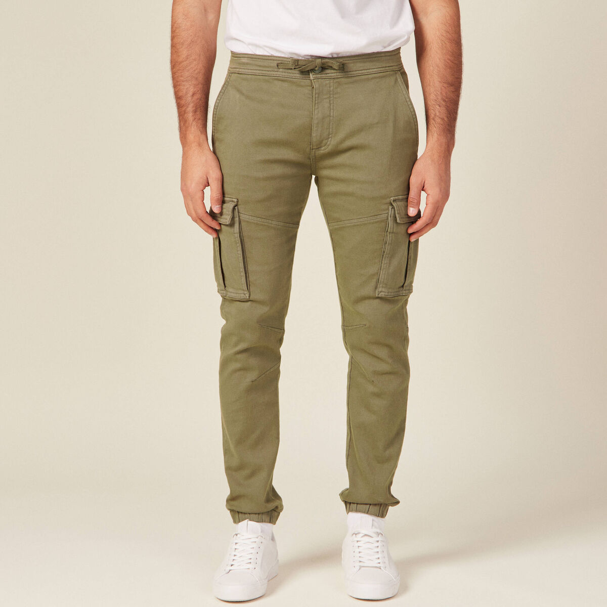 Pantalon battle bas resserré vert kaki homme