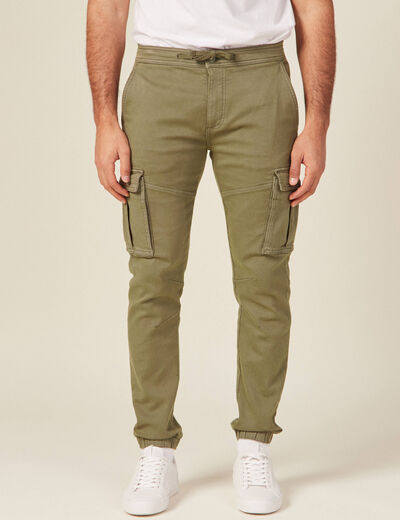 Pantalon battle bas resserré vert kaki homme