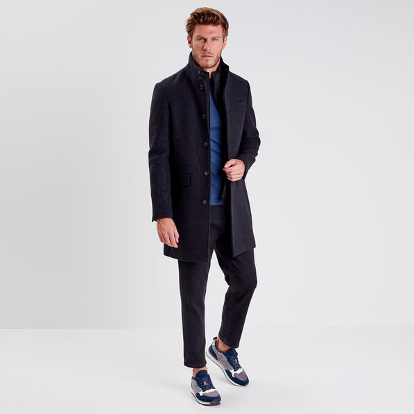 Pardessus droit boutonné gris foncé homme