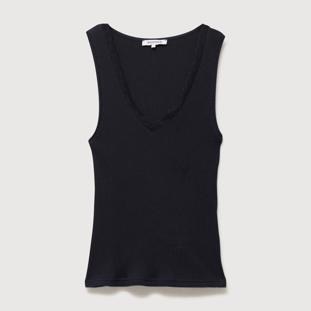 D&eacute;bardeur col v bretelles dentelle noir femme
