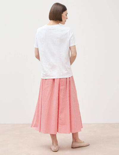 T-shirt &agrave; motif en coton manches courtes blanc femme