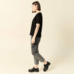T-shirt manches courtes brodé noir femme