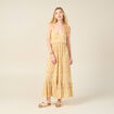 Robe longue évasée bretelles jaune femme