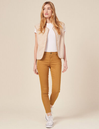 Pantalon skinny push-up 7/8ème beige femme