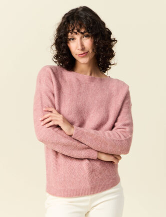 Pull manches longues rose pastel femme