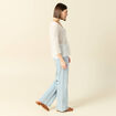 Pull ajour&eacute; col v manches 3/4 ecru femme