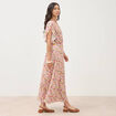 Robe fluide col v manches courtes multicolore femme