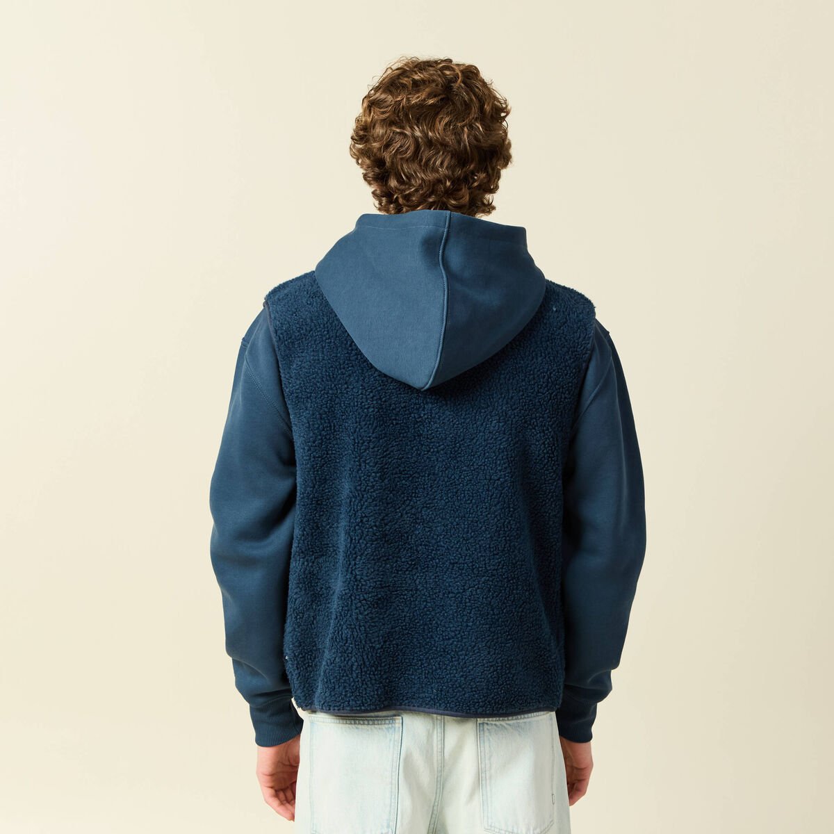 Sweat sans manches effet polaire bleu fonc&eacute; homme