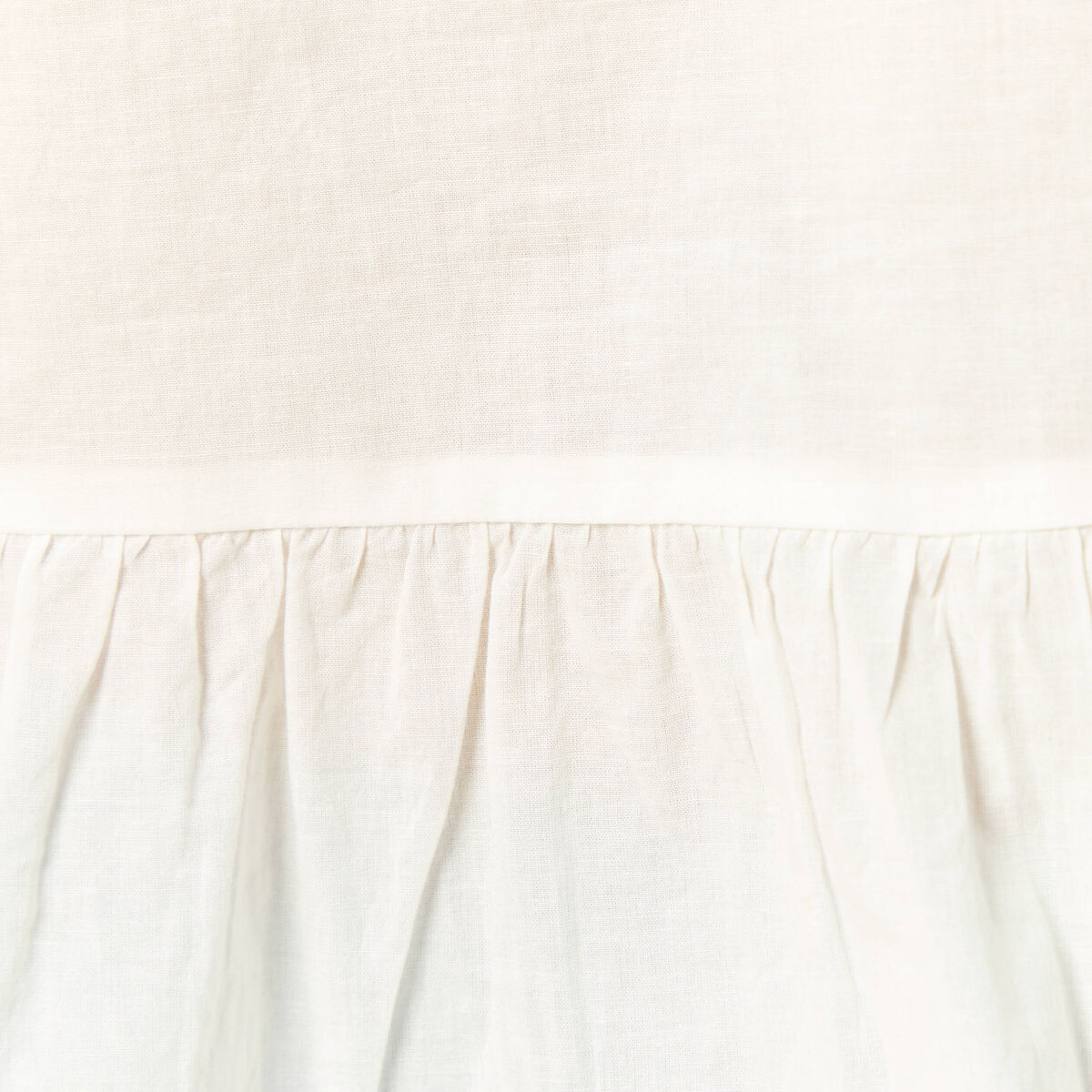 Chemise brod&eacute;e en coton manches longues ecru femme