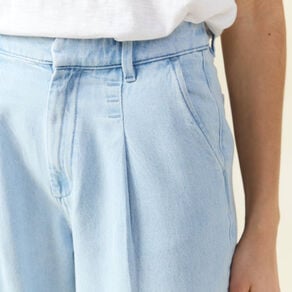 jeans large a pinces denim bleach femme Jeans large à pinces denim bleach femme