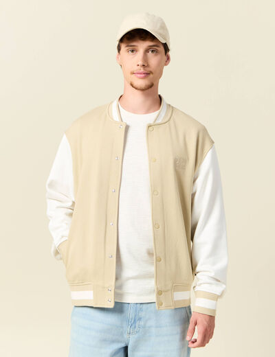 Veste sweat manches longues ecru homme