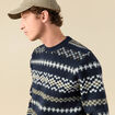 Pull manches longues col rond bleu marine homme