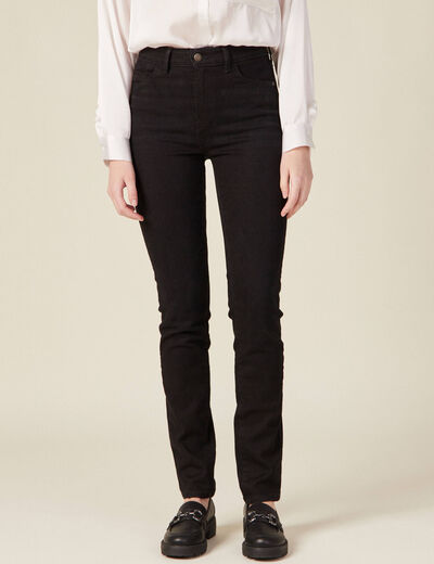 Jeans slim taille haute denim noir femme
