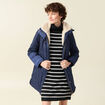 Parka droite &agrave; capuche bleu marine femme