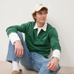 Polo manches longues broderie vert homme