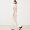 Cardigan droit court manches longues ecru femme