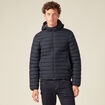Doudoune droite à capuche bleu marine homme