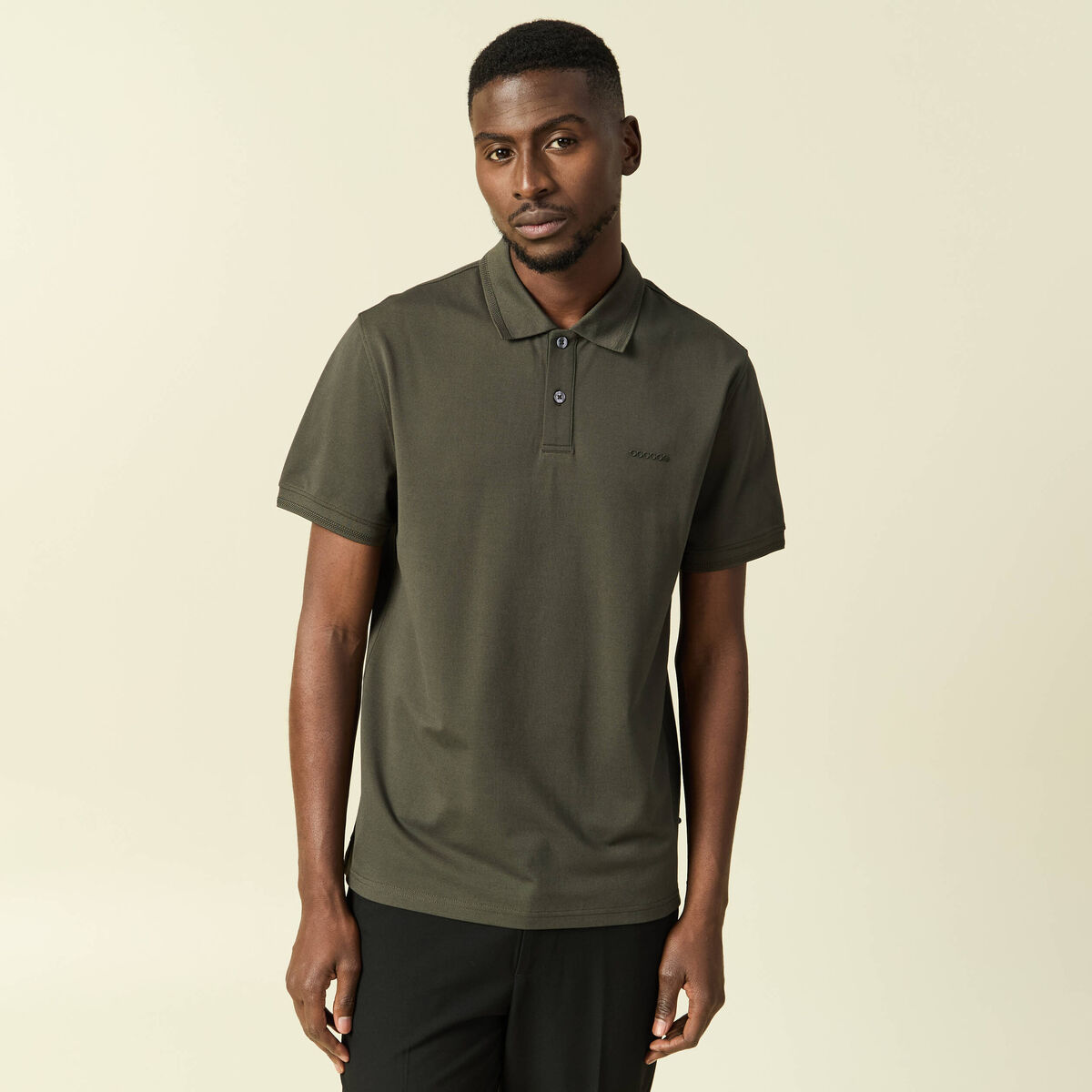 Polo manches courtes vert kaki homme