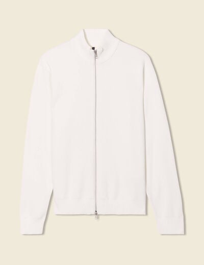 Gilet manches longues zippé ecru homme